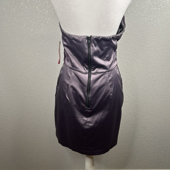 Pompous Girly Charcoal Pewter Gray 80's Style Strapless Mini Dress Size 10 (11) - Picture 6 of 9